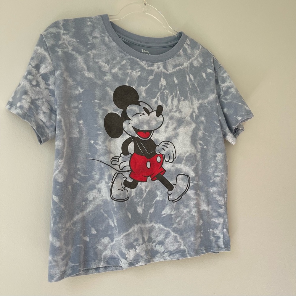 Disney Tie Dye Mickey Mouse Cropped T-Shirt Sz M - Picture 2 of 5